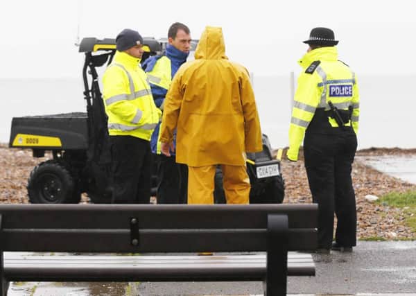 The scene on Worthing beach, where a body was found. Picture by Eddie Mitchell