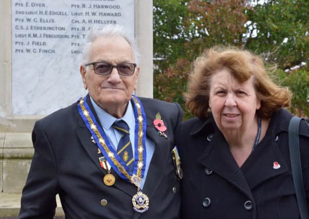 David Laker and Sue West, the great-niece of Mr Etherington, one of the town's war heroes who will now have a road named after him SUS-141128-112451001