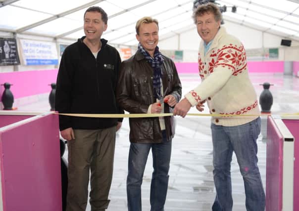 WH 281114 Jon Lee with Richard Bradley (left) and Phil Duckett (right) at the rink opening