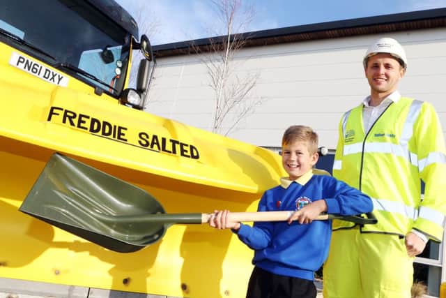 Ten-year-old Matthew Wilkinson was hailed as one of the winners of the Name a Gritter competition for his entry, Freddie Salted. Matthew is picked with Harry Frost. SUS-140212-123516001