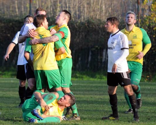 Things get heated between Westfield and Bexhill United following a foul on Lawrence Brand (grounded). Picture courtesy Jon Smalldon