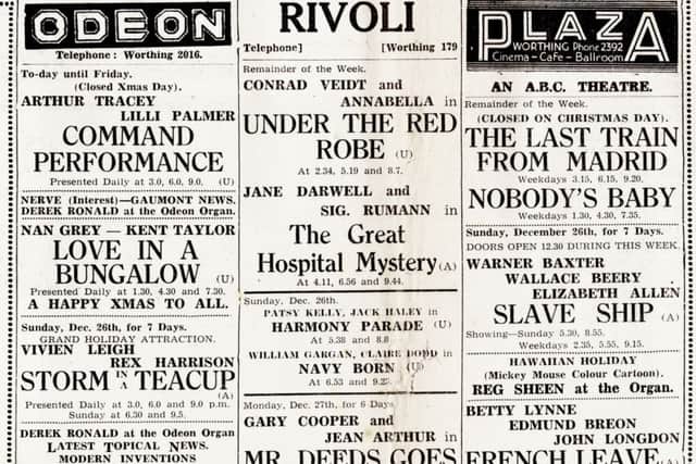 Christmas films at Worthing in 1937 featured several actors whose names are still well-known today  such as Vivien Leigh, Rex Harrison, and Gary Cooper  as well as others whose names are long forgotten