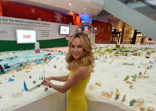 Television presenter Amanda Holden with the attempt to break the Guinness World Record title for the world's largest cake sculpture. Photo: Anthony Devlin/PA Wire