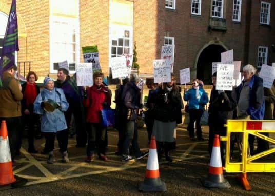 NHS campaigners at County Hall, Chichester, Friday, December 5