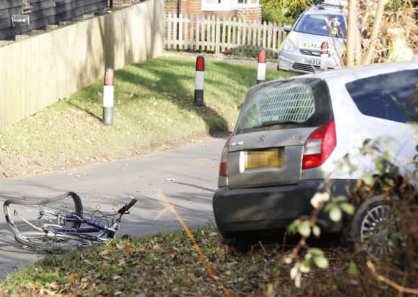 The scene of a collision in Kerves Lane, Horsham where a cyclist died