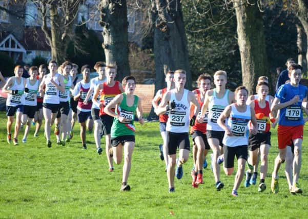 Chichester's under-17 men in action in their race at Lancing    Picture by Sara Ellis