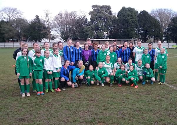 Chichester's development squad line up with Lewes for their #footballremembers contribution