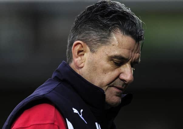 Dejection for Crawley Town's Manager John Gregory PHOTO: - Mandatory by-line: Harry Trump/Pinnacle - Photo Agency Ltd Tel: +44(0)1363 881025 - Mobile:0797 1270 681 - VAT Reg No: 183700120 - 08/11/2014 - FOOTBALL - The FA Cup First Round - Yeovil Town v Crawley Town - Huish Park, Yeovil, Somerset, England. SUS-140911-140359002