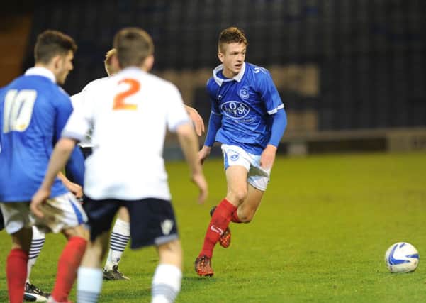 James Granger in action for Pompey Academy against Bolton on Tuesday at Fratton Park. Picture: Sarah Standing
