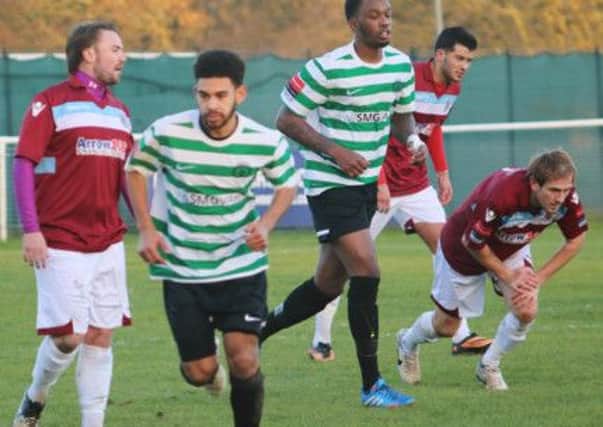 Action from Hastings United's 2-1 defeat away to Chipstead in Ryman Football League Division One South last weekend. Picture courtesy Joe Knight