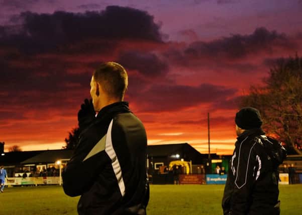 Stuart Tuck and Ian Chapman watch on against Carshalton. Picture Emily Hodgkinson
