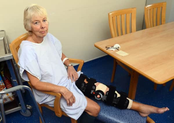 LG 191214  Christine Morrison, 67, of Rustington, has been left in hospital after a dog crashed into her leg, fracturing her knee. Photo by Derek Martin SUS-141220-000017001