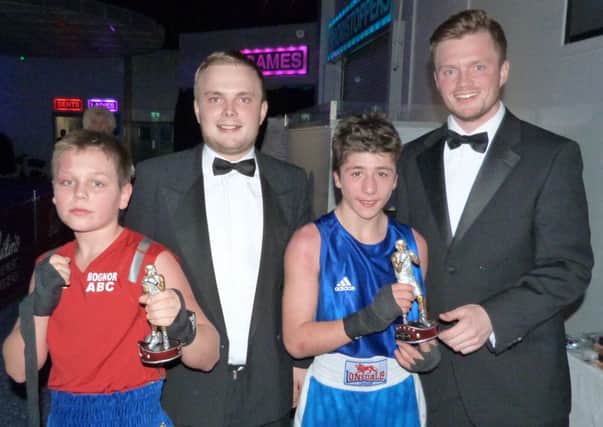 Sponsors and boxers at the trophy presentation