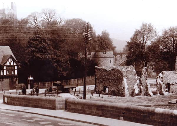 The newly rebuilt bridge, with the Dominican Friary in the background, c1936