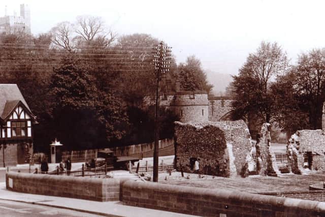 The newly rebuilt bridge, with the Dominican Friary in the background, c1936