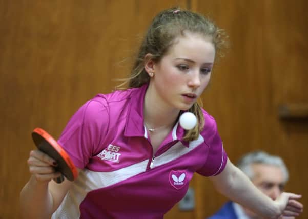 Crawley table tennis ace Kate Cheer in action at the English Junior Masters SUS-150501-164717002