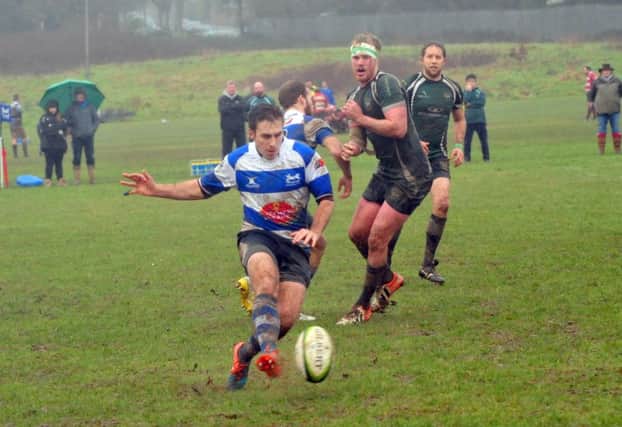 Action from Hastings & Bexhill Rugby Club's defeat at home to Heathfield & Waldron on Saturday. Picture by Steve Hunnisett (SUS-150301-164852002)