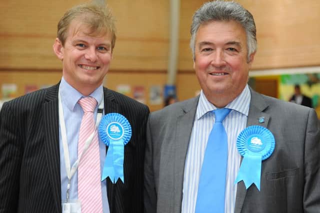 WH 230514 Adur and Worthing local elections count. Paul Yallop left and Neil Parkin. Photo by Derek Martin SUS-140523-183750001
