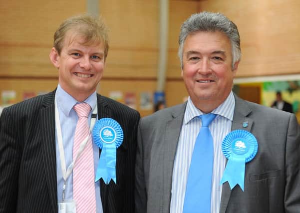 WH 230514 Adur and Worthing local elections count. Paul Yallop left and Neil Parkin. Photo by Derek Martin SUS-140523-183750001