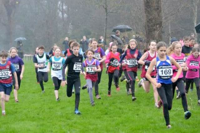 Runners set off in one of the junior races at the Sussex Cross-Country Championships on Saturday. Picture courtesy Lee Hollyer