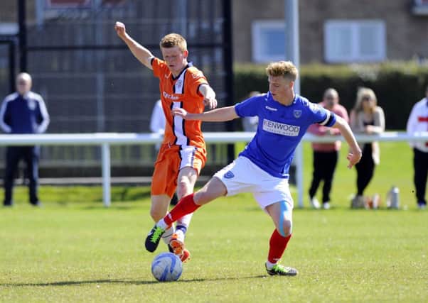 George Branford in action for Portsmouth Academy V Luton Town Academy at Furze Lane, Southsea. Picture: Allan Hutchings