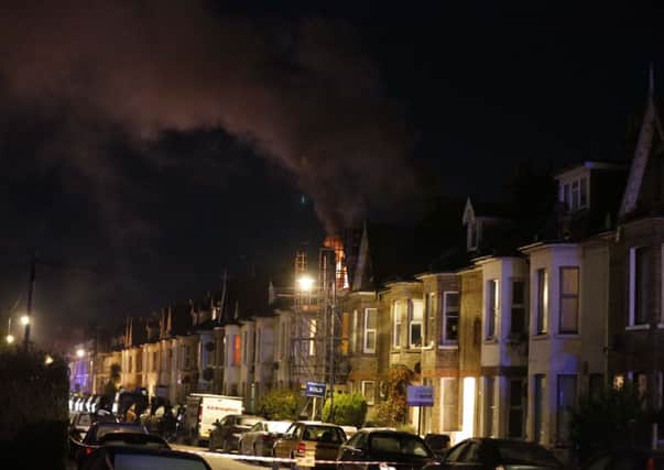 Bayford Road was sealed off by police and fire crews attempting to tackle last night's blaze    PHOTO: Eddie Mitchell SUS-150701-101855001