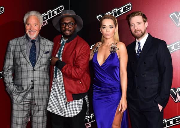 Sir Tom Jones, will.i.am, Rita Ora and Ricky Wilson attending the launch of The Voice at the Mondrian Hotel, London. pa-showbiz-20150105-125811-showb