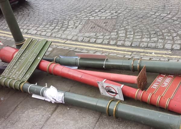 Street signs removed from Horsham town centre (JJP/Johnston Press). SUS-150901-124702001