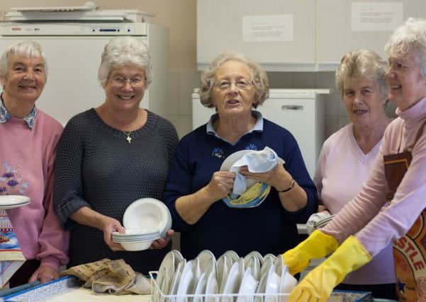 Volunteers from the Pulborough Lunch Club (L-R) May Jupp, Ann Kaiser, Joyce Woods, Gina Spain and Jill Jones 
A £6,000 grant from West Sussex County Council will enable them to install a new dishwasher, sink and storage - picture by Dave Boys LRPS, www.whywhatwhere.com