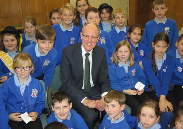 River Beach Primary School pupils with MP Nick Gibb