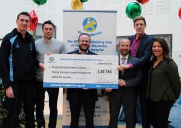 Representatives from Sussex County Cricket Club were on hand to present the cheque at The Royal Alexandra Childrens Hospital in Brighton recently. From L-R: Steve Magoffin (SCCC), Will Hurl (Sussex Cricket in the Community), Ryan Heal (Chief Executive, Rockinghorse), Tony Cottey (Business Relationship Manager, SCCC), Mark Judges (Sales Manager, SCCC), Analiese Doctrove (Head of Fundraising, Rockinghorse)