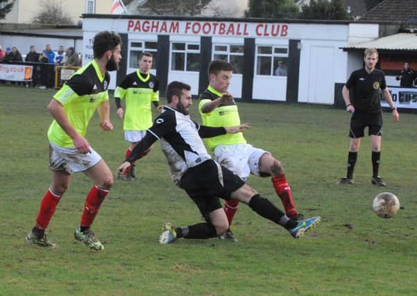 Action from Pagham's win over St Francis    Picture by Kate Shemilt C141563-5