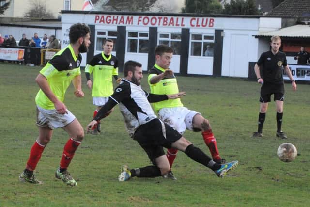Action from Pagham's win over St Francis    Picture by Kate Shemilt C141563-5