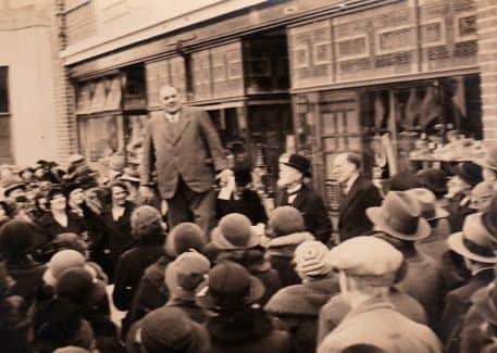 Jeannies grandfather Tom Griffin, addressing a large crowd in Littlehampton earlier in the 20th century