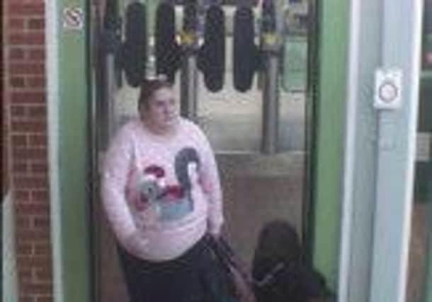 The woman wanted by transport police in connection with a theft at Littlehampton railway station SUS-150121-105557001
