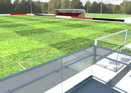 Horsham Football Club's 2014 proposal for a new clubhouse and ground at Hop Oast - artists's impression of the view from the balcony - picture submitted by Horsham Football Club SUS-150121-131807001