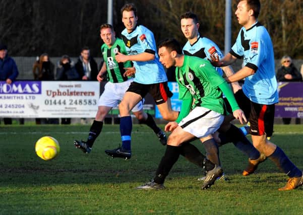 Burgess Hill v Sittingbourne. Hill's first goal by Danny. Pic Steve Robards SUS-150124-164625001