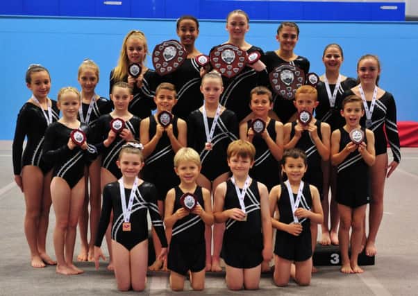 The Hollington Gymnastics Club squad which scooped 11 titles at the Regional Tumbling Championships