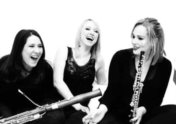 From left: Esther Sheridan (clarinet), Alexandra Callanan (bassoon) and Ilid Jones (oboe)