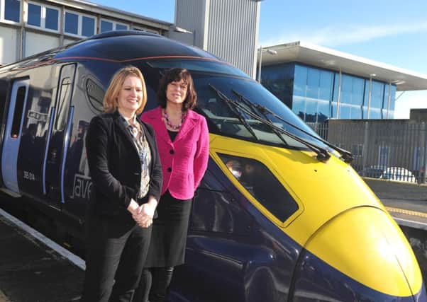 30/1/15- Railways Minister Claire Perry visiting Amber Rudd's Rail Summit.  Claire Perry and Amber Rudd SUS-150130-135217001