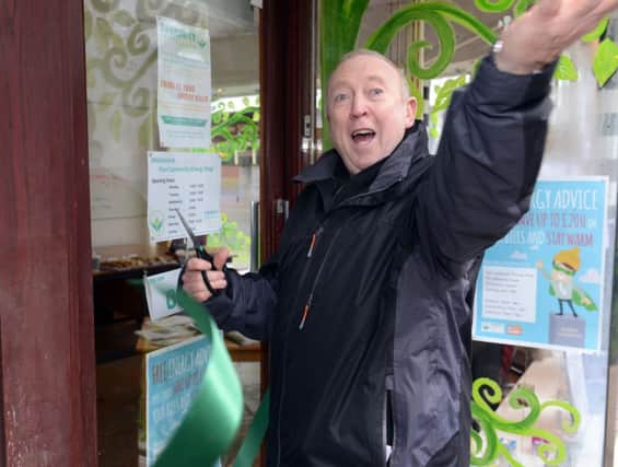 WH 310115 Keith Taylor, Green MEP for the South East of England opens Community Energy Shop, Warwick Street, Worthing. Photo by Derek Martin SUS-150131-111331001
