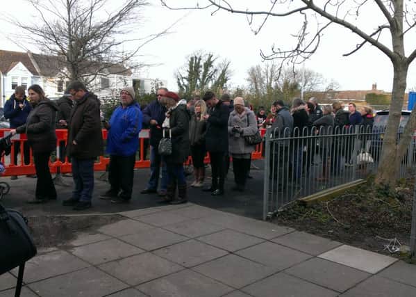 Residents queuing for tickets at the Shoreham Centre last Thursday