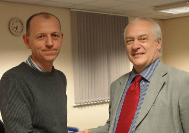 David Hide pictured with Labour's candidate for Horsham in the 2015 General Election Martyn Davis (submitted). SUS-150402-094837001