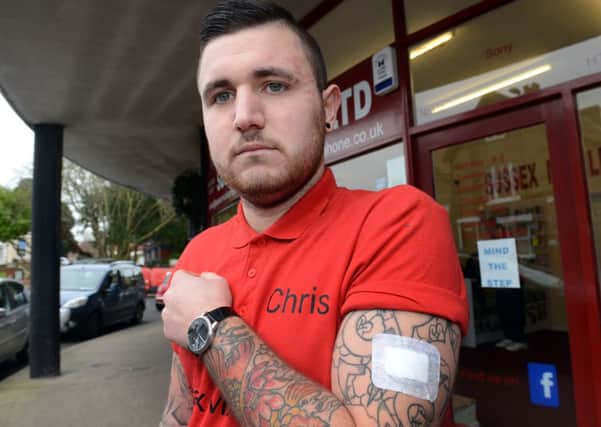 Chris Mitchell, 21, recovering from the robbery    PHOTO: Derek Martin