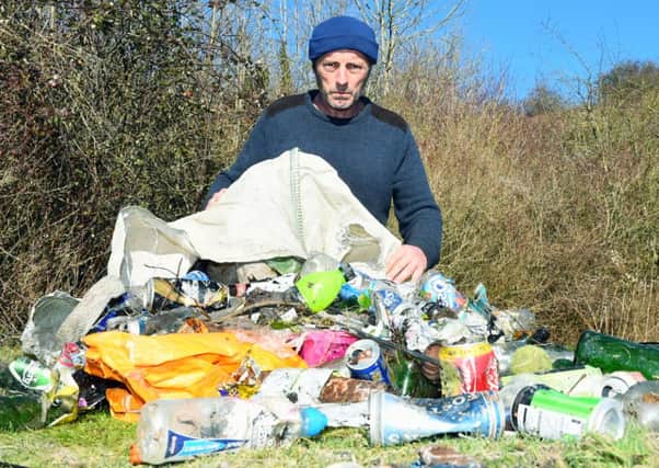 Jan Antonowicz is fed-up with the amount of litter on Highdown Hilllp1500041