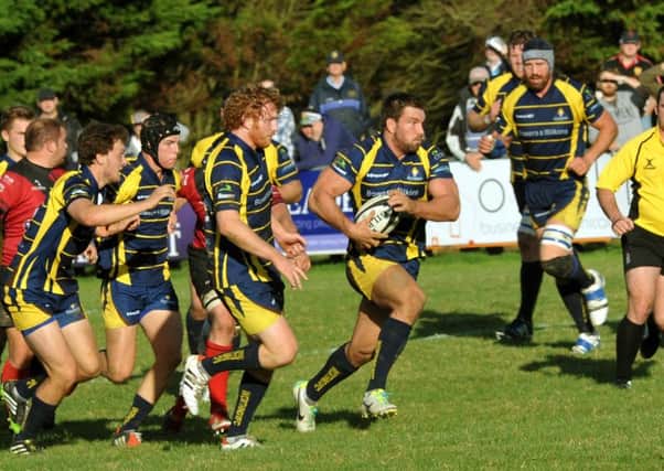 Finlay Coxon-Smith (with ball)  touched down twice at Redruth on Saturday