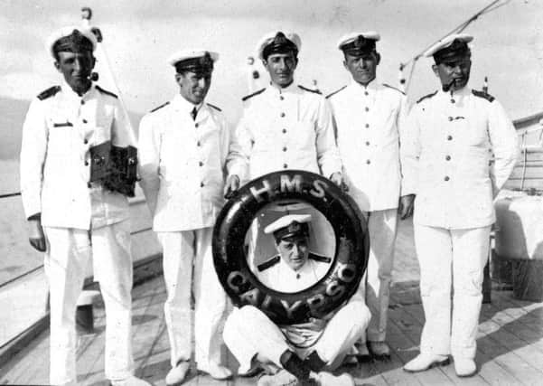 Isaac on the HMS Calypso, second from right