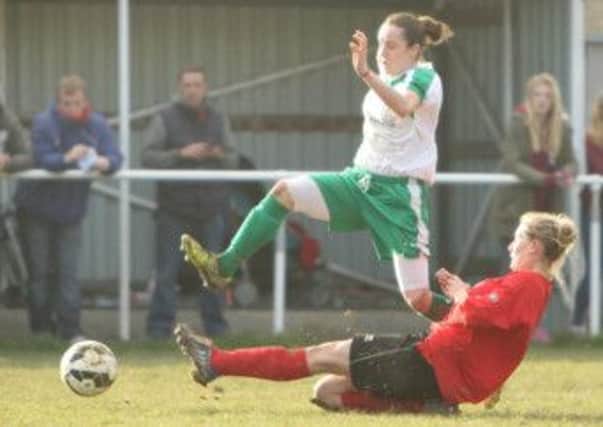 Scorer Lauren Cheshire on the attack against Seahaven   Picture prickettpics.co.uk (James Prickett)