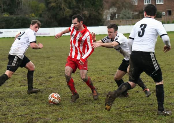 Sussex County League Football. Steyning Town v Bexhill United. Action from the match. Picture: Liz Pearce. LP130215SFC06 SUS-150214-180705008