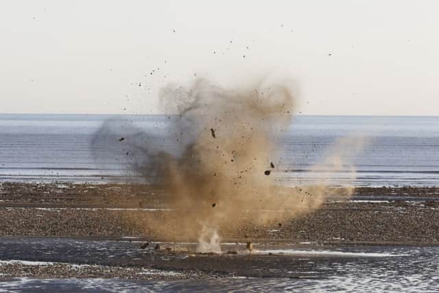 A German bomb is detonated on Worthing beach             Picture: Eddie Mitchell
